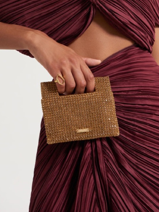 cult gaia Handbags - cult gaia Gold Woven Handheld Clutch